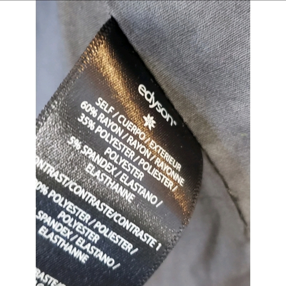 Edyson Vegan Leather Jacket Womens Size L Brown Stretch Long Sleeve Open Front - Picture 4 of 7